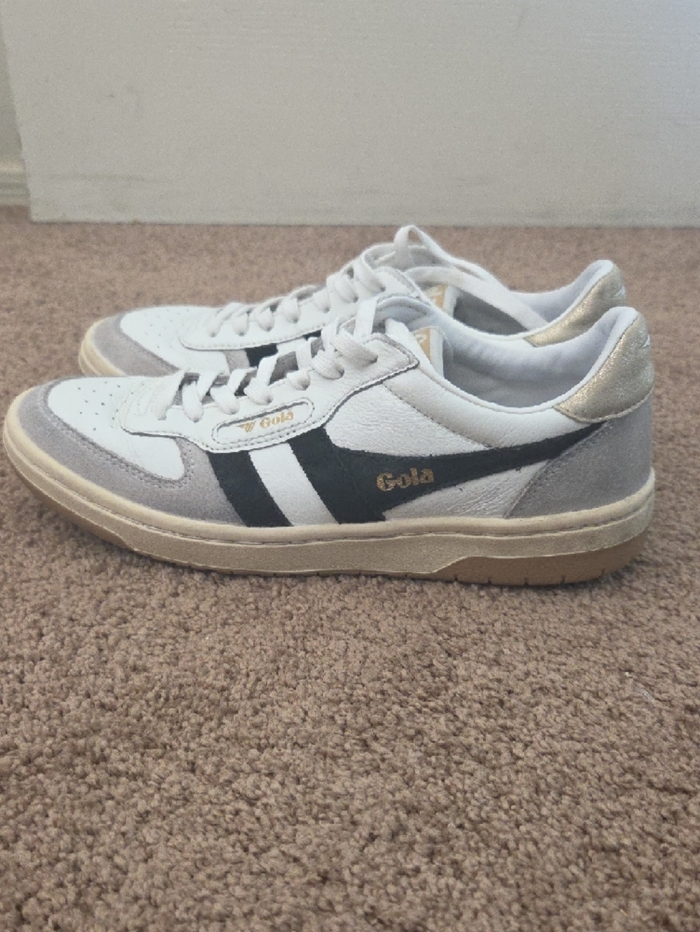 Gola Hawk Women's White, Black & Gray Retro Sneakers - Picture 2 of 6